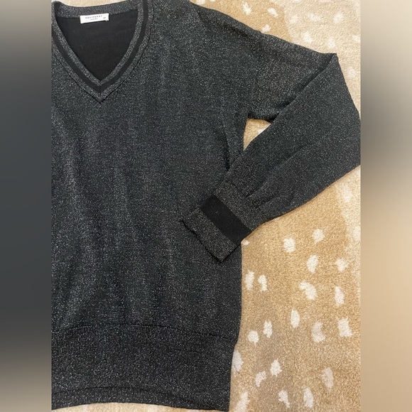 Equipment Femme grey sparkle long sleeve V-neck sweater women’s size small - Picture 3 of 7